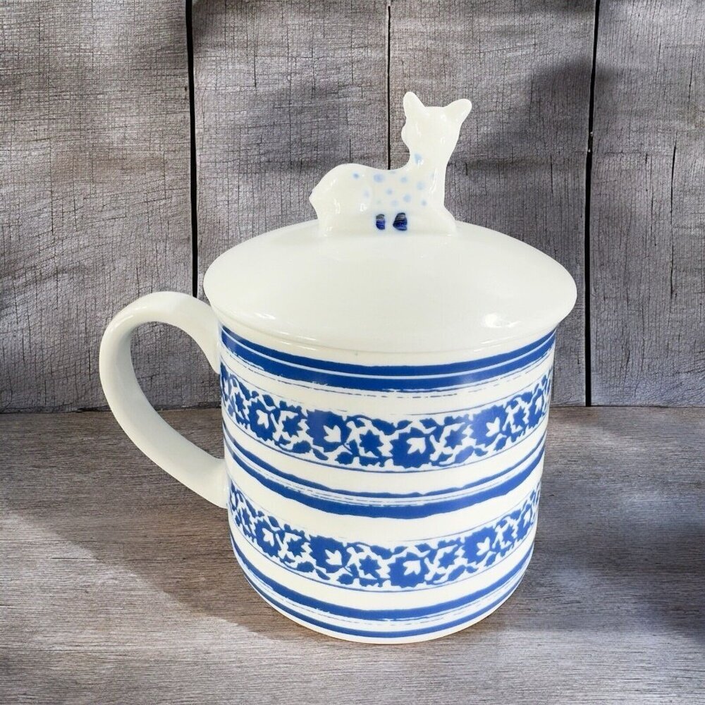 Ellen DeGeneres Ceramic Mug Cup With Deer Lid To Keep Hot Drinks Porcelain Mug - Picture 2 of 13